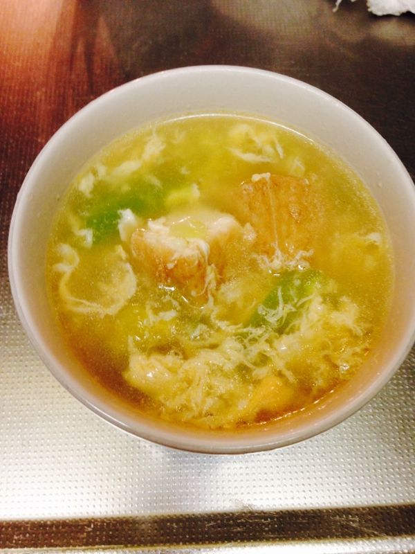 厚揚げとキャベツの中華スープ