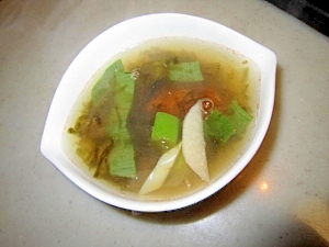 葱とアーサ海老スープ