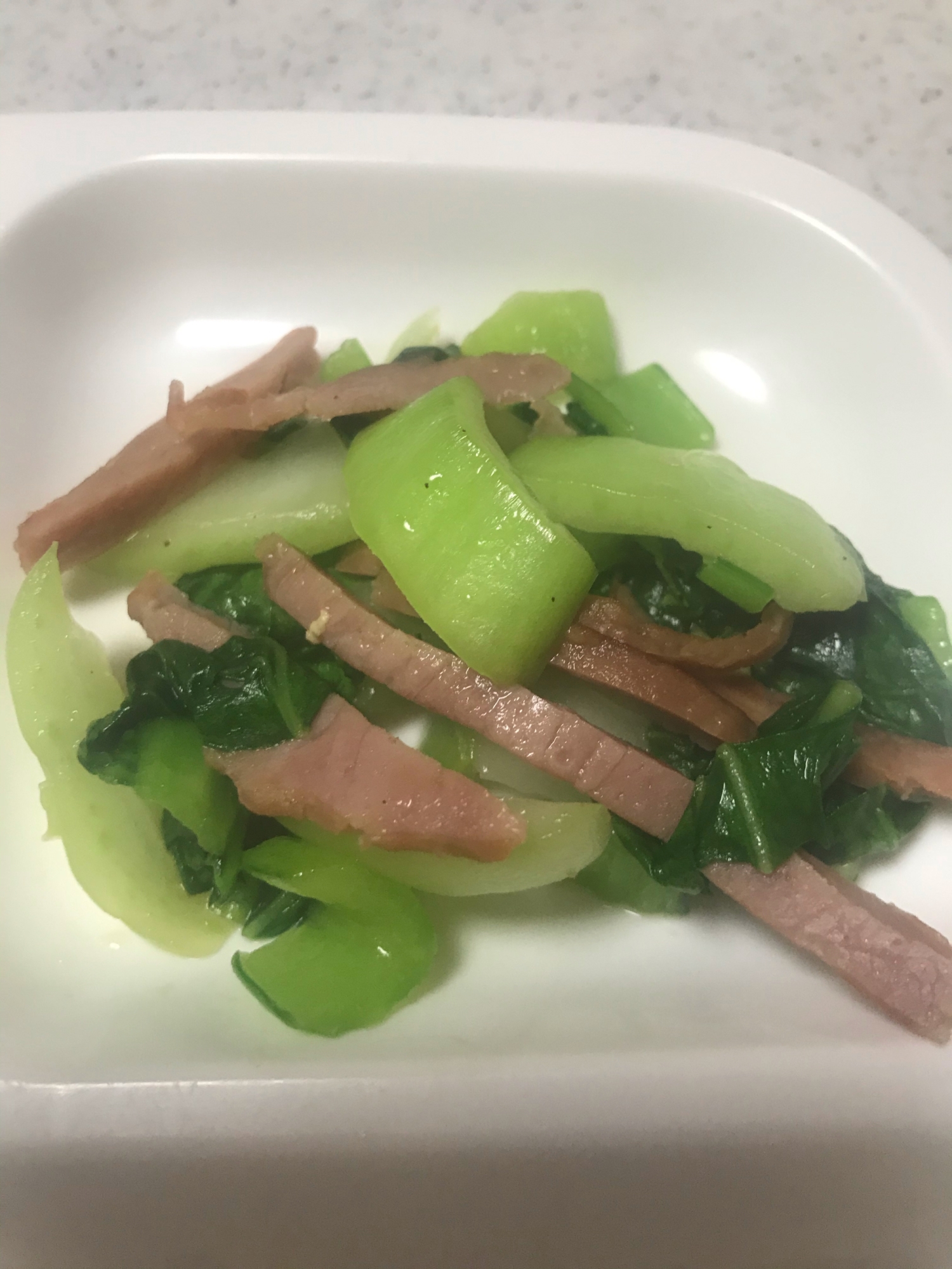 チンゲン菜とチャーシューの中華炒め
