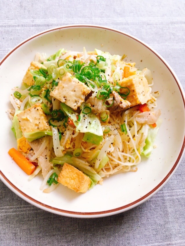 厚揚げそうめんチャンプルー＊塩焼きそば風