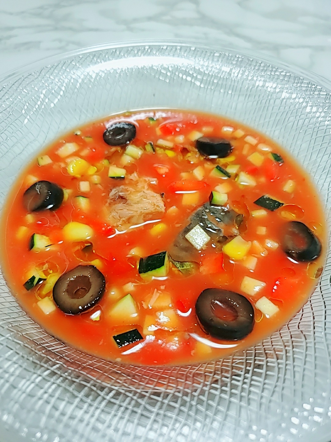 鯖缶と夏野菜のガスパチョ風