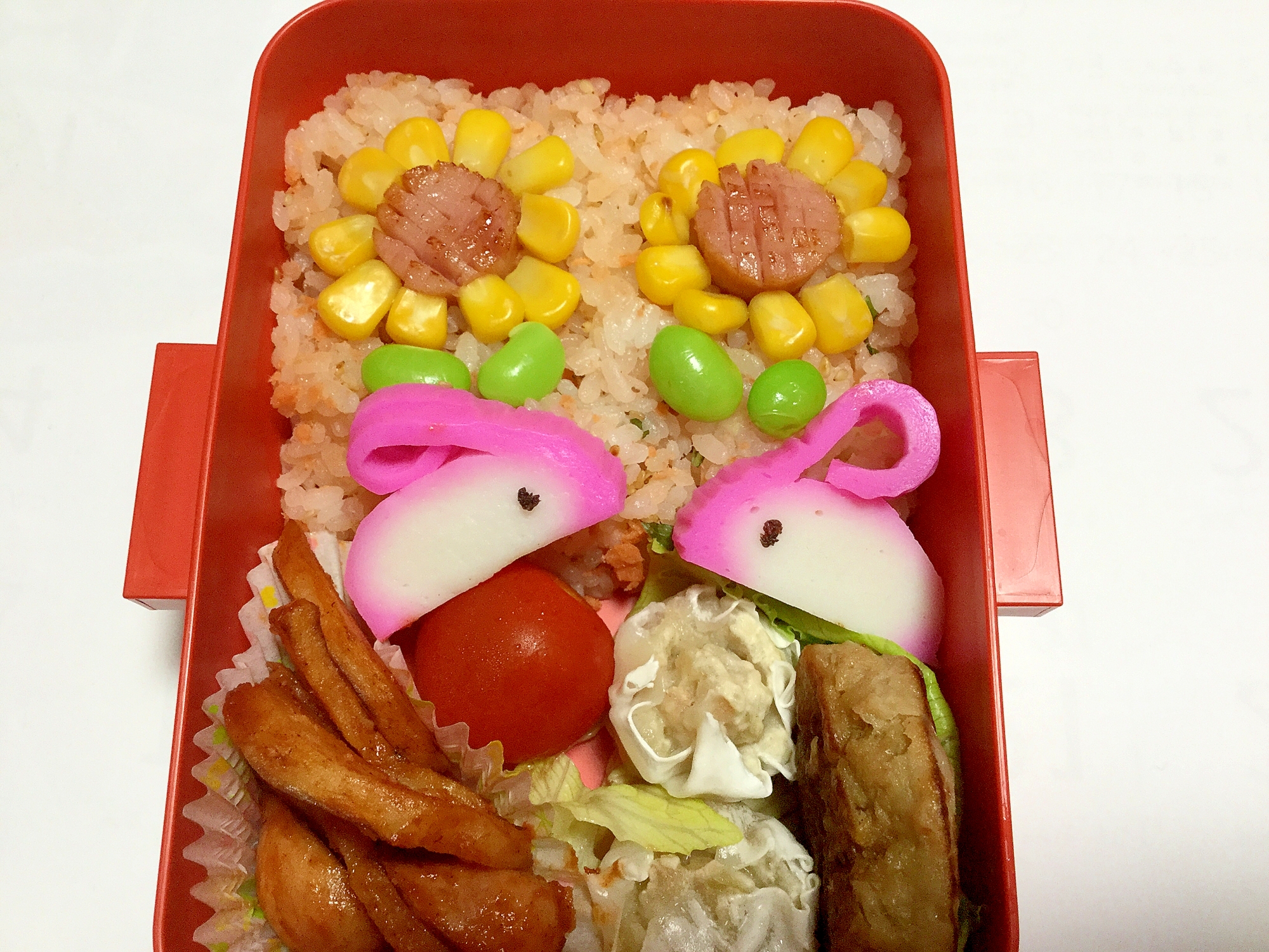 キャラ弁！ひまわり畑のウサギ^_^