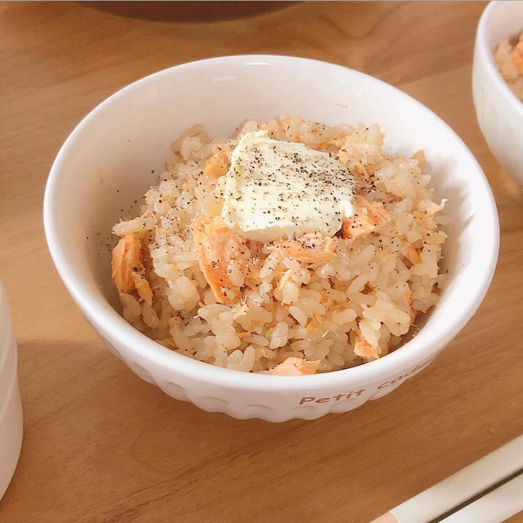 バター醤油の鮭炊き込みご飯♡