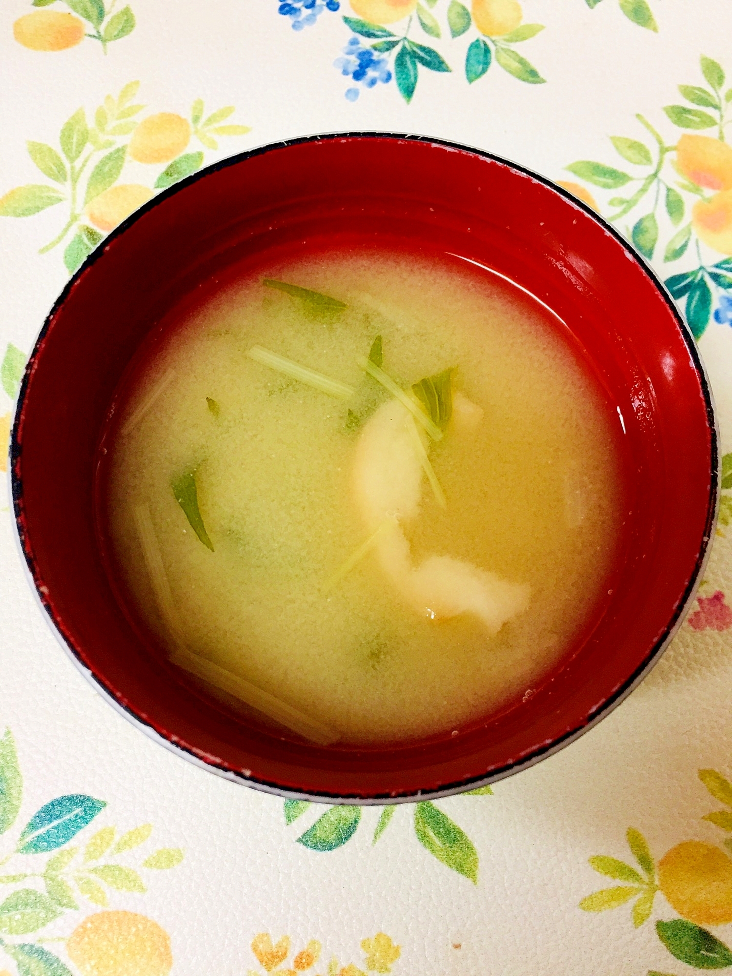 麩と水菜のお味噌汁