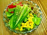 ナメコのマリネと夏野菜サラダ