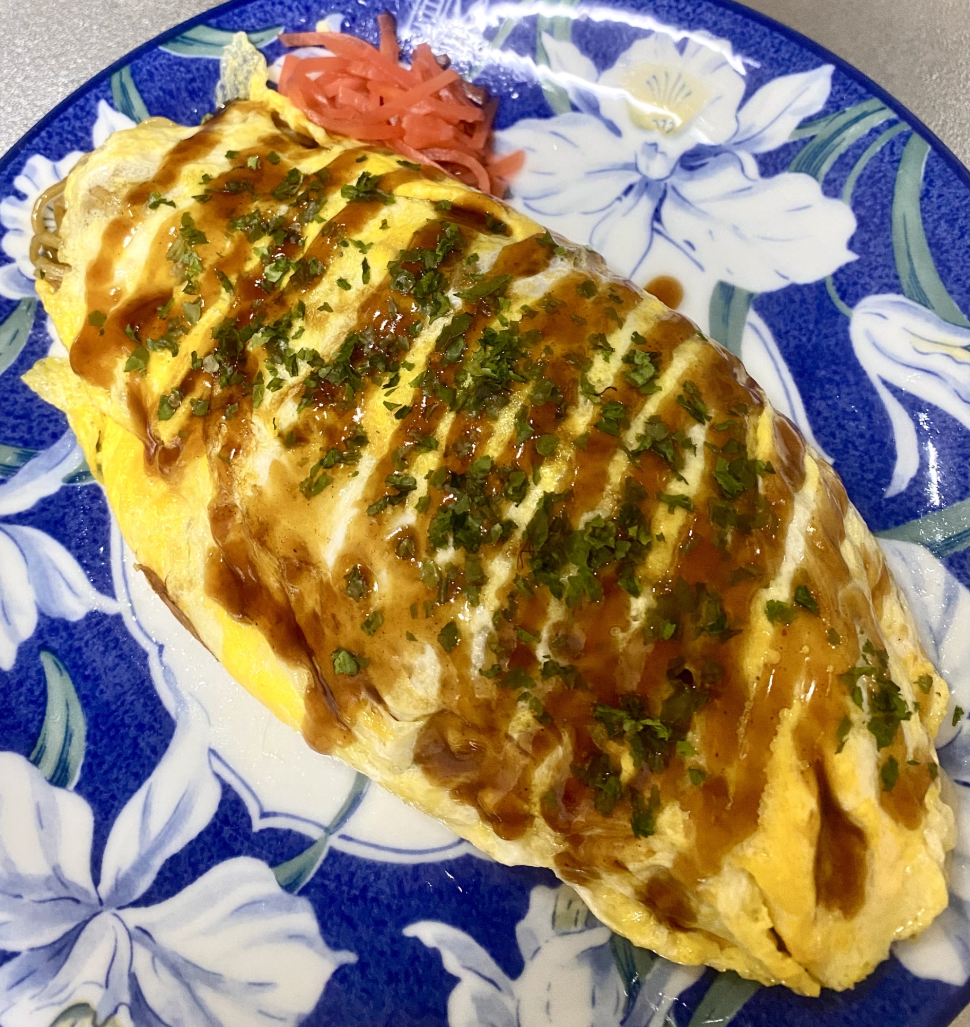 シーフード入りオムそば