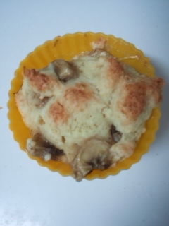 子供用に豆腐とバナナでマフィンみたいな朝ごはん