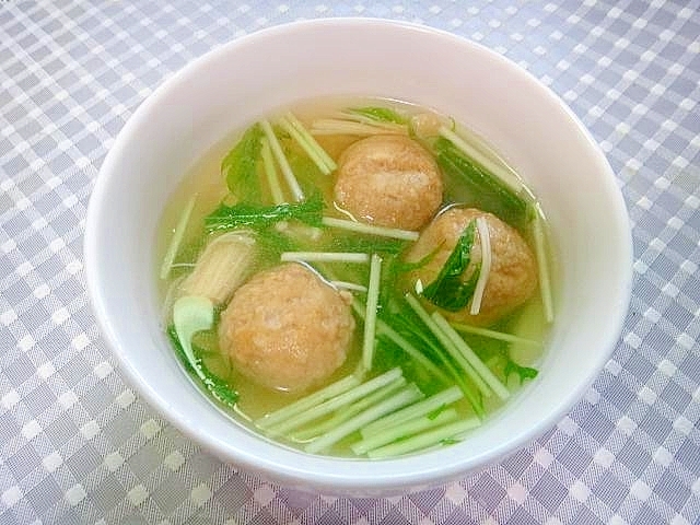 肉団子と水菜えのきのスープ