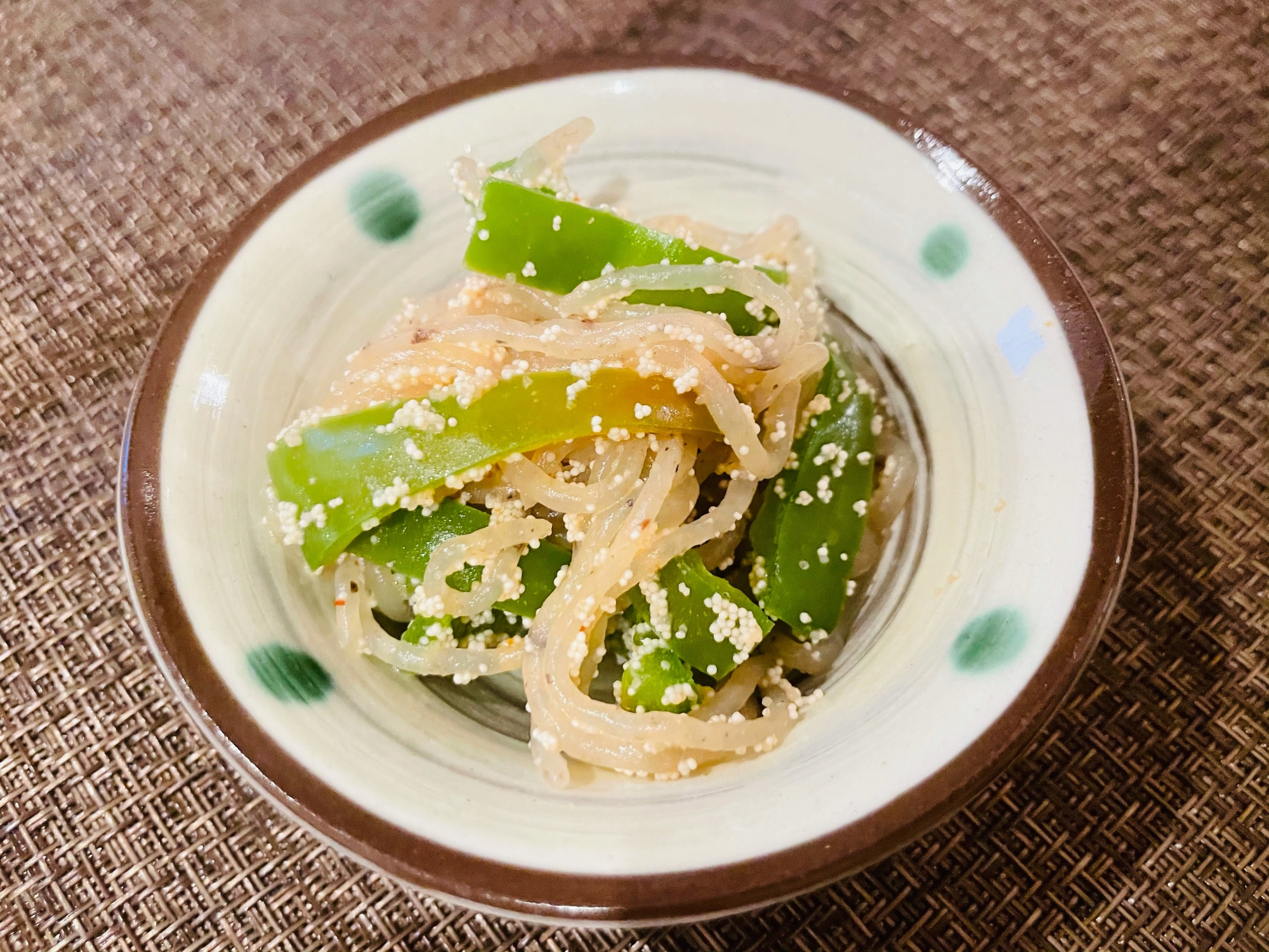 ピーマンと糸こんにゃく明太子炒め