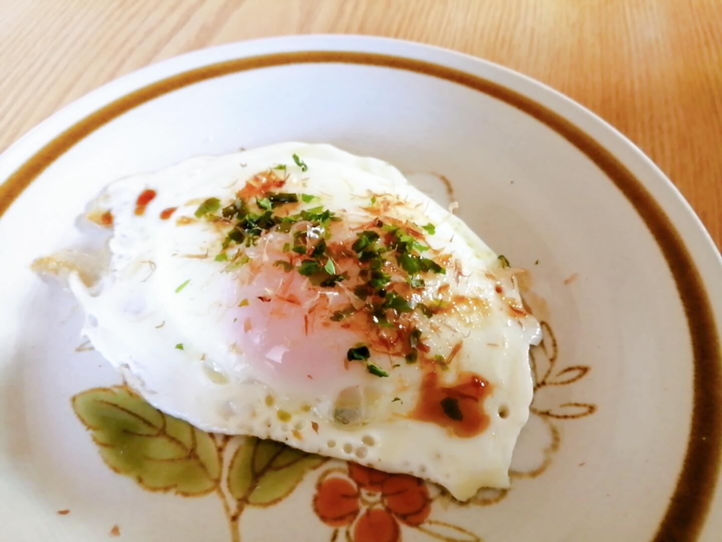 おかかとあおさの目玉焼き