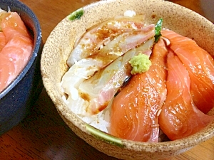 サーモンと鯛のミニ海鮮丼