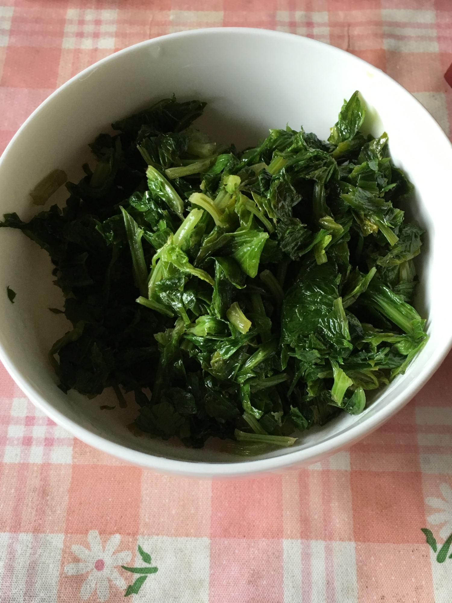 セロリの葉の醤油炒め