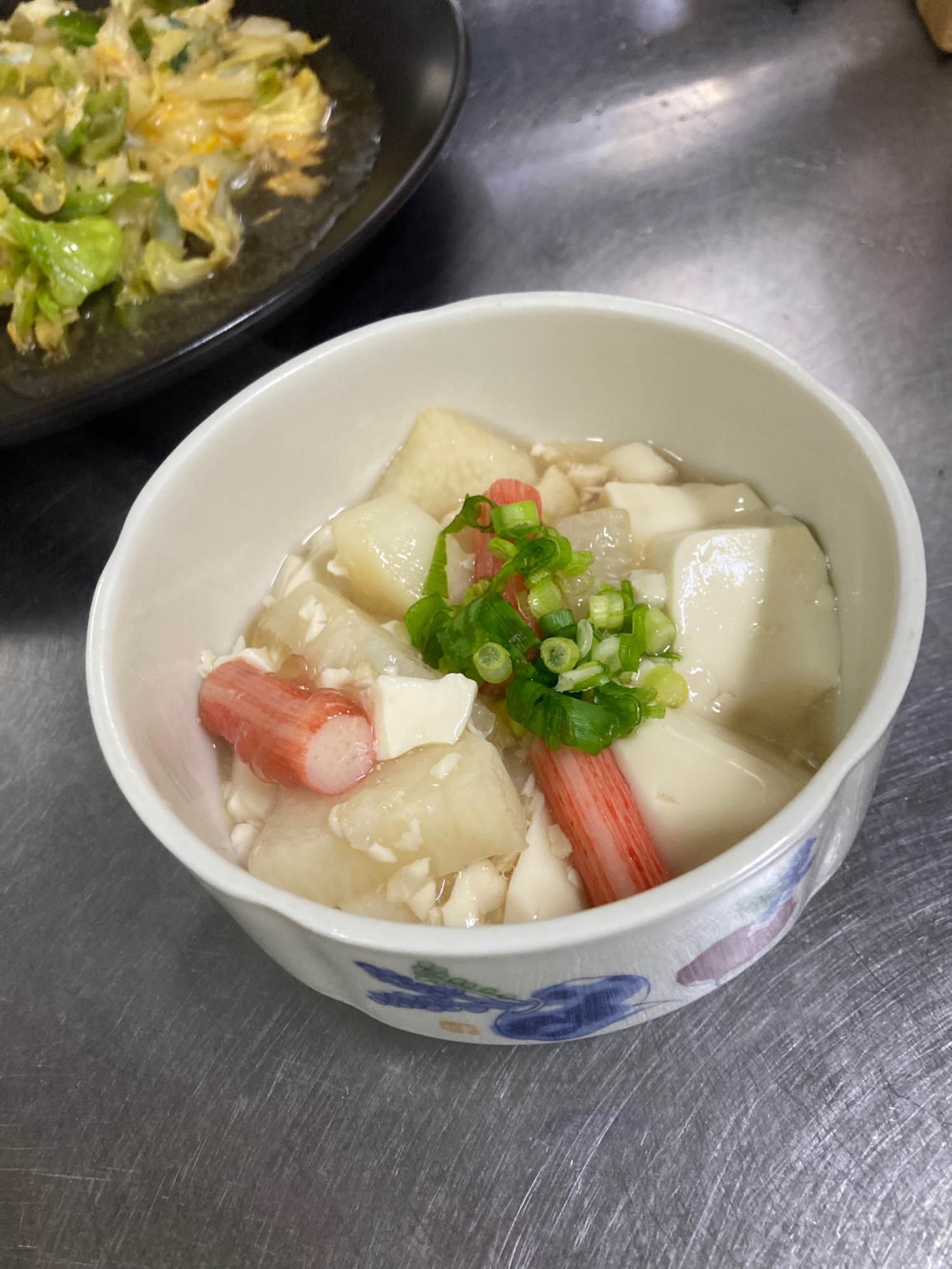 長芋、豆腐、カニカマのあんかけ