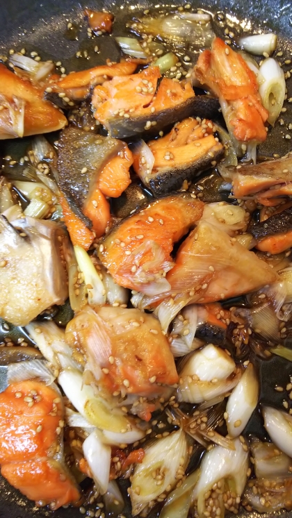 ❤鮭と長葱のすき焼きのタレ炒め❤