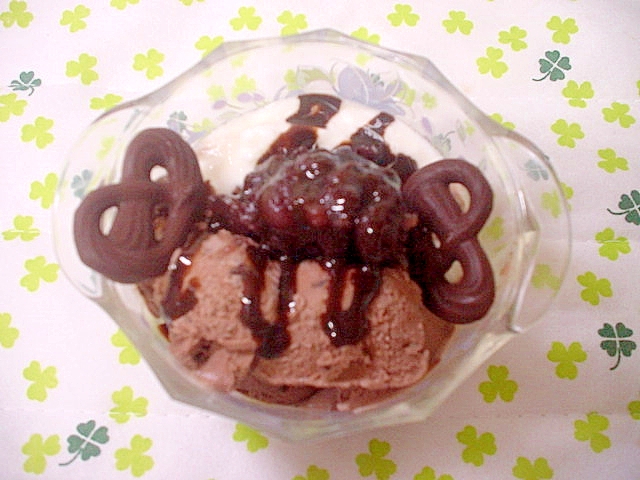 チョコアイスヨーグル小豆デザート～☆