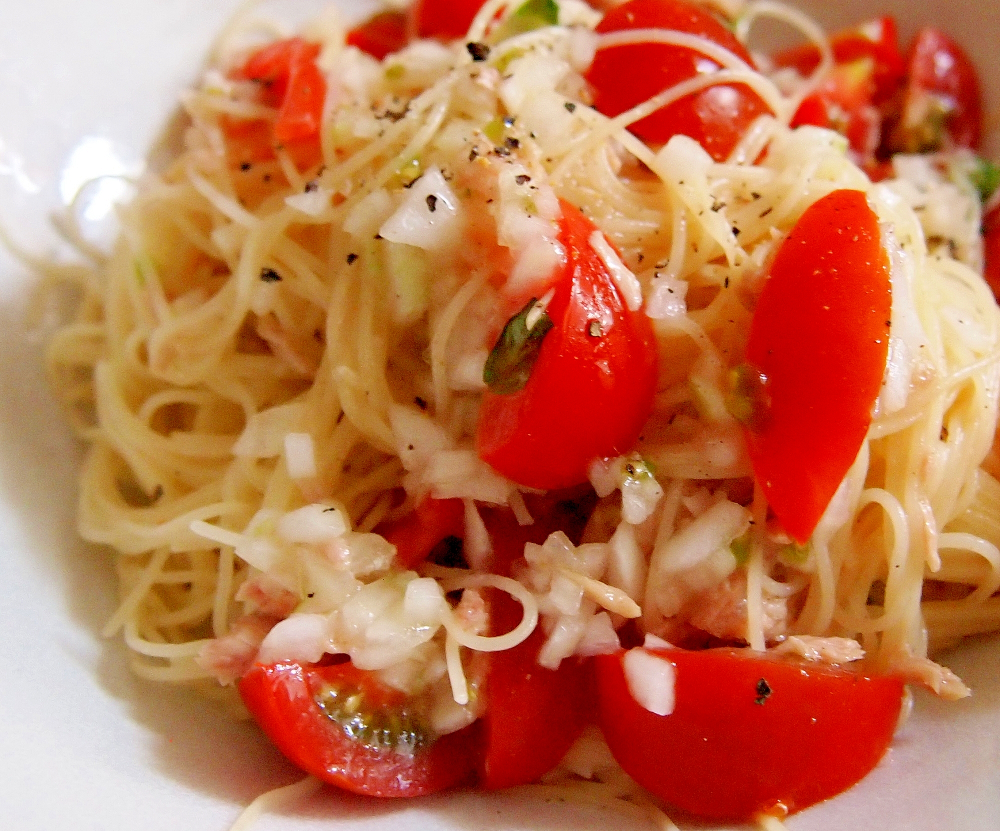 ミニトマトとツナの冷製パスタ レシピ 作り方 By まるっとまる 楽天レシピ