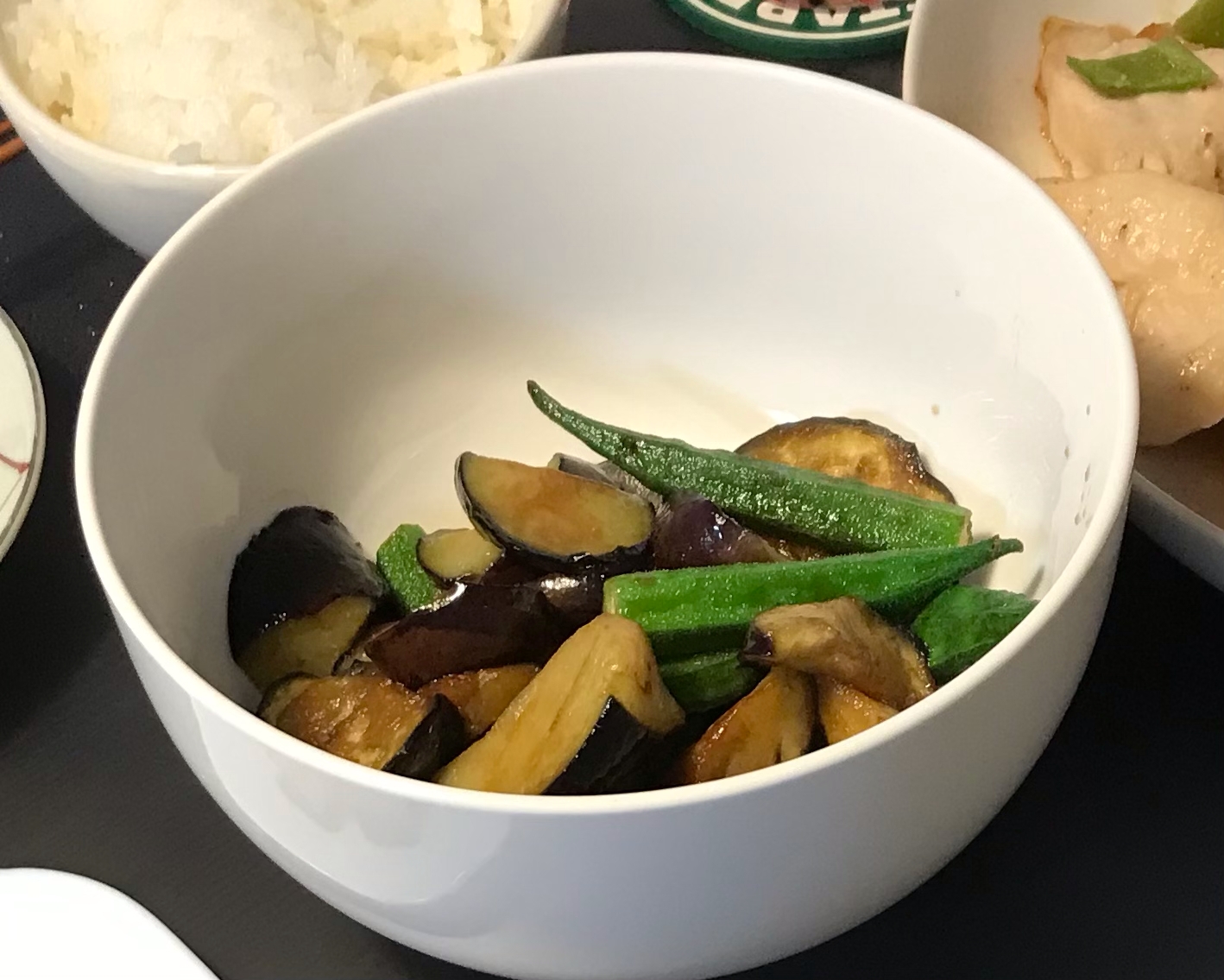 ナスとオクラの麺つゆ味　揚げ浸し風