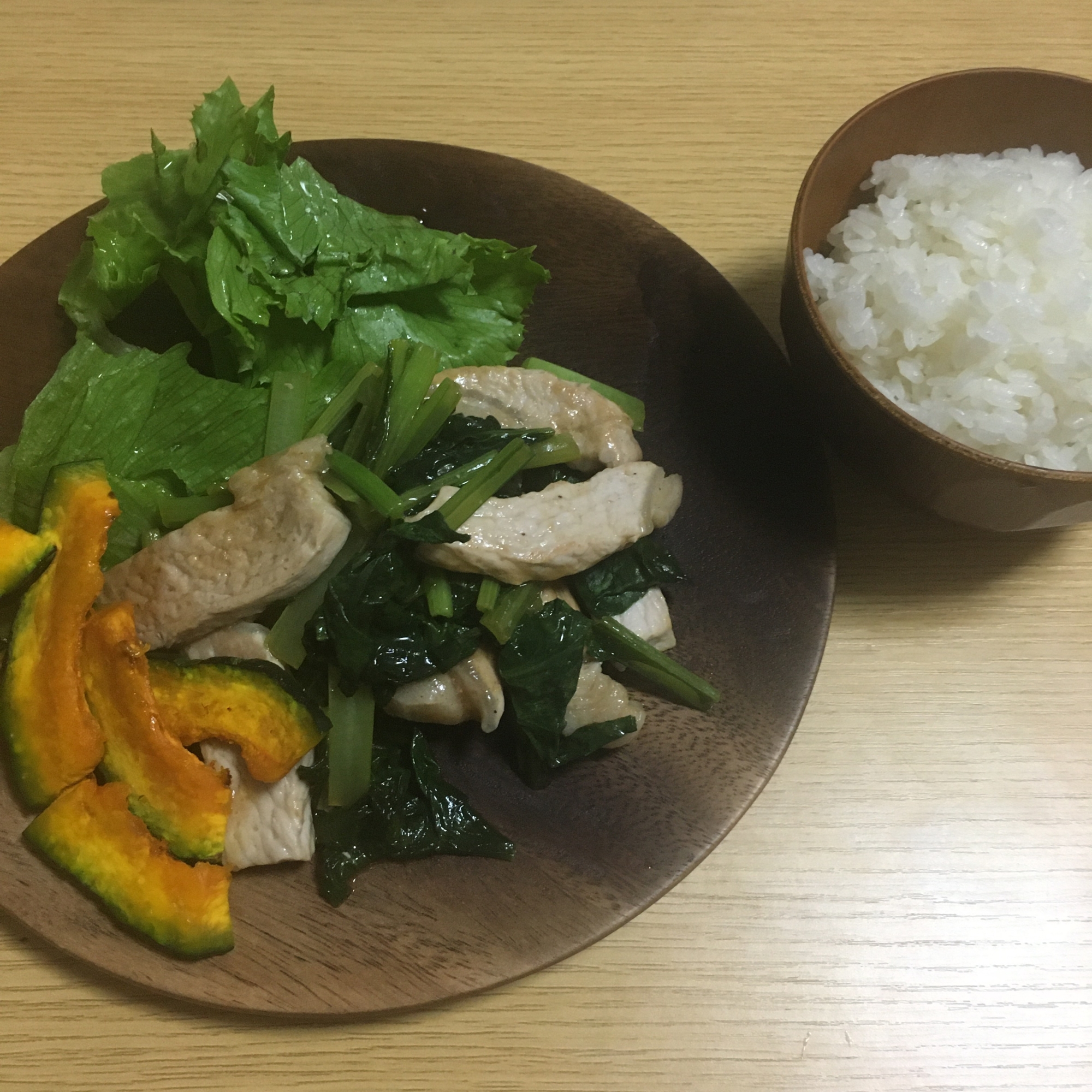 小松菜と豚ロースの炒め物