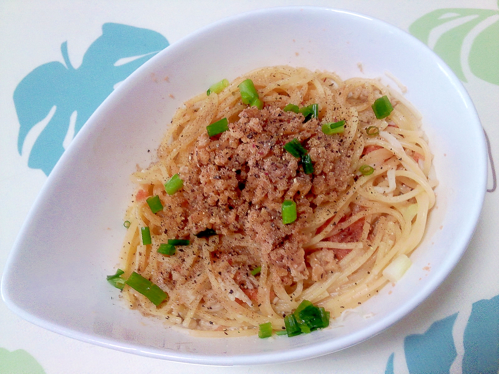 レンジで!明太納豆パスタ++