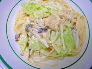 しめじとキャベツのうにクリームパスタ♪