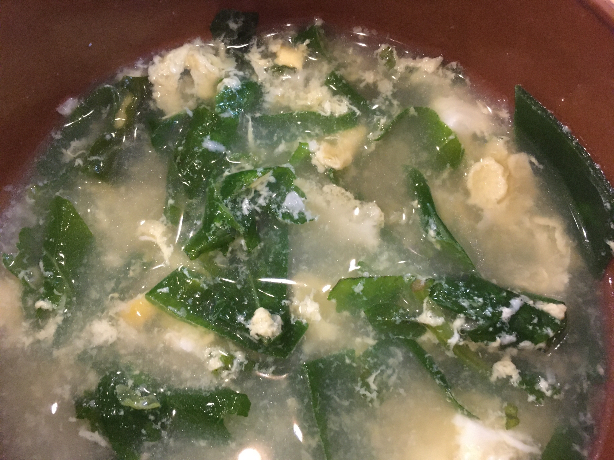 ネギと冬菜のコーン卵スープ