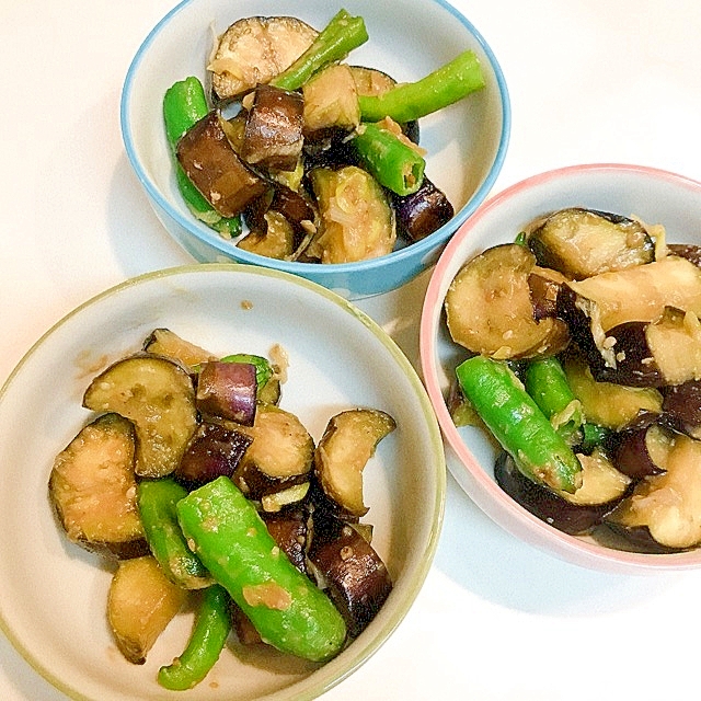 茄子と万願寺唐辛子の♪あっさり味噌炒め