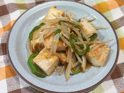 節約でもうまっ♡男子も満足♡厚揚げの青椒肉絲風炒め