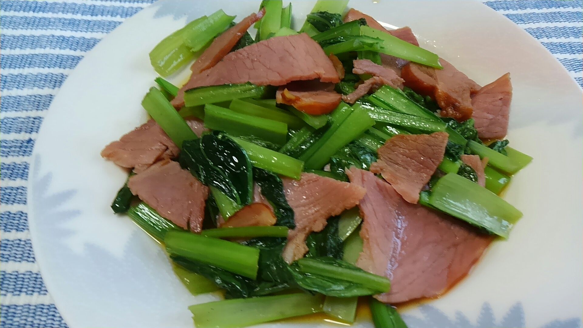 小松菜と焼き豚のオイスターソース炒め☆