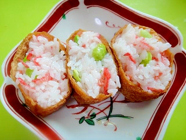 枝豆と桜エビのいなり寿司