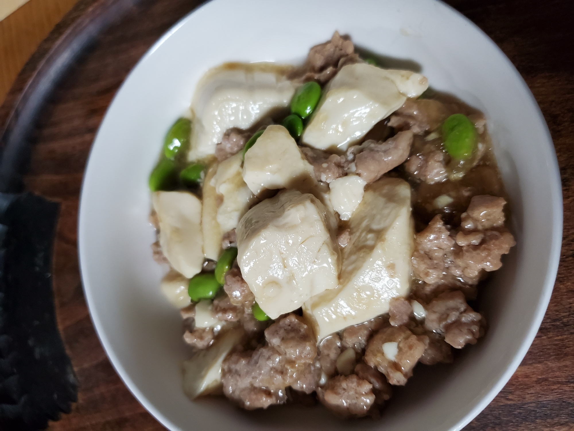 豚ミンチと枝豆と豆腐