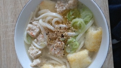 レンジ1回で！鶏ねぎ塩うどん