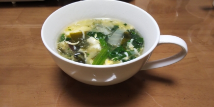 胡麻香る☆ほうれん草&白菜のかきたまスープ