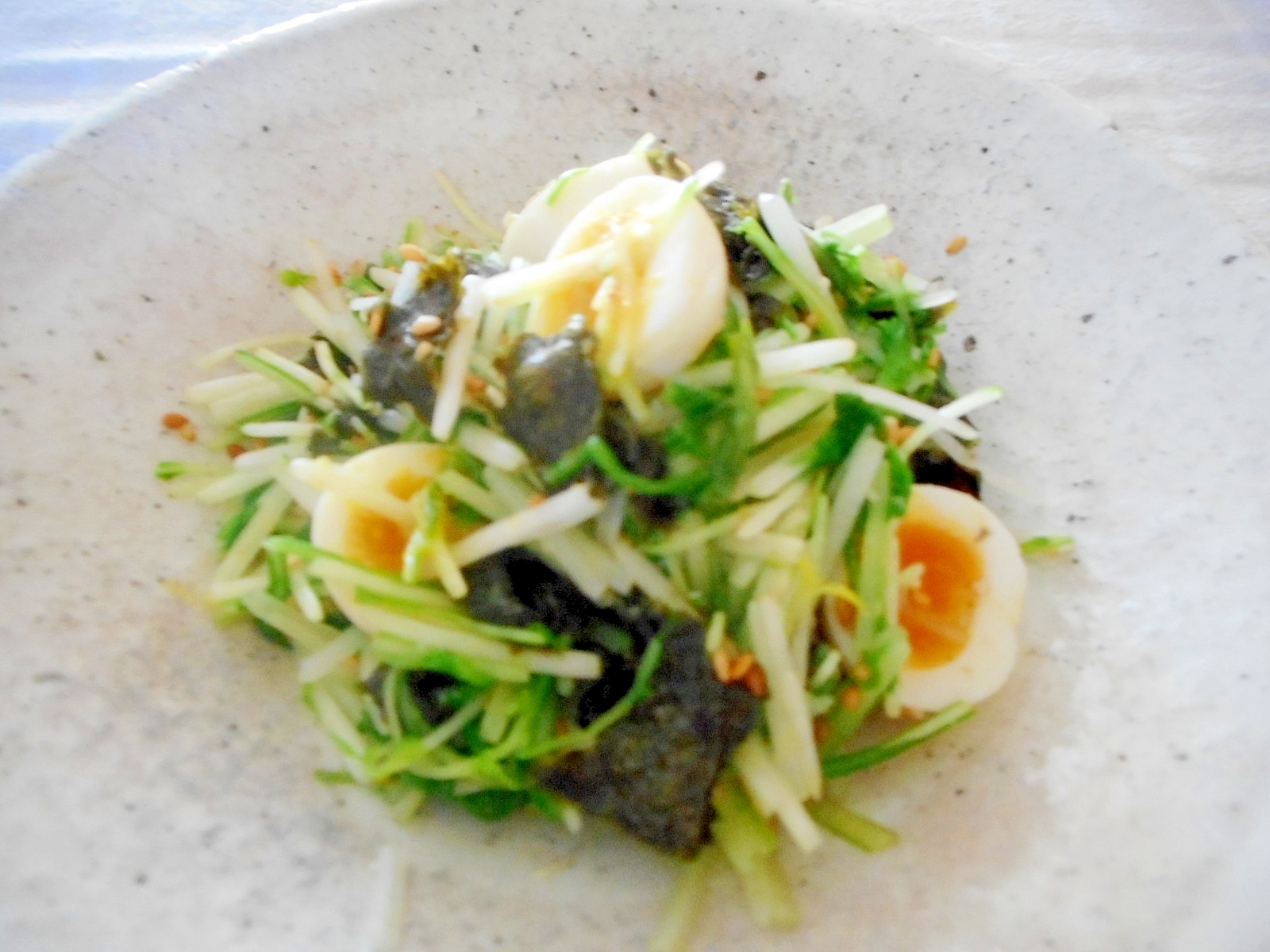 水菜とうずらの海苔ナムル