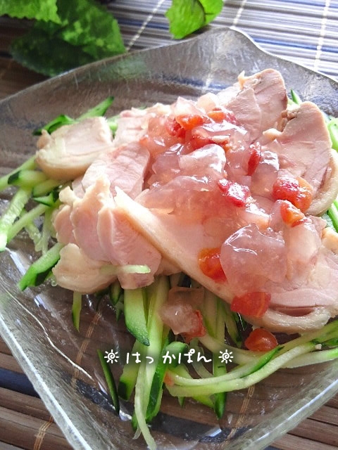 塩トマトで♪蒸し鶏の冷製&勝手にジュレ