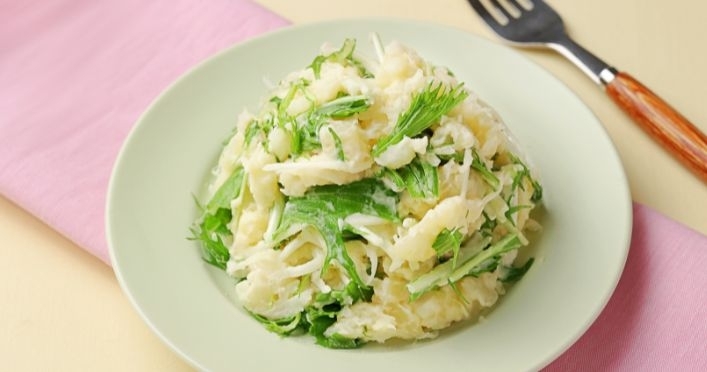 【副菜】ポリ袋湯煎で水菜入りポテトサラダ