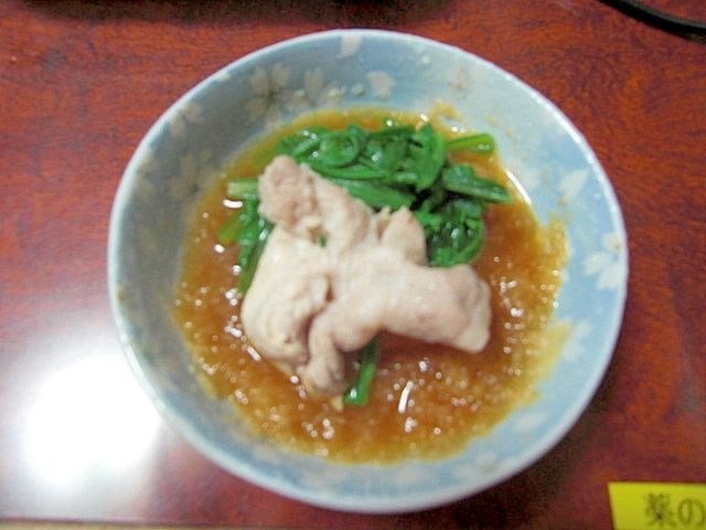 おろしポン酢de菊菜と豚肉のサッと茹で