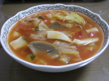 エリンギとキャベツのトマトスープ