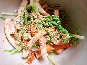 お弁当レシピ　竹輪と水菜のゴママヨ和え