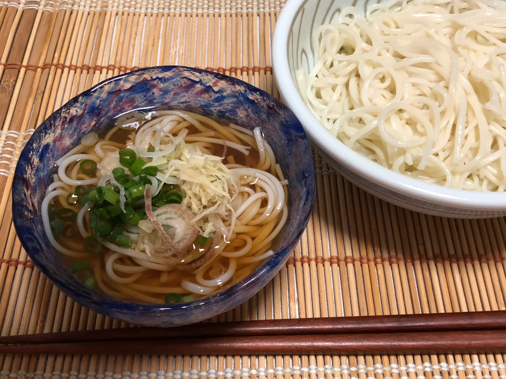 緑茶風味そうめん☆4種の薬味とともに