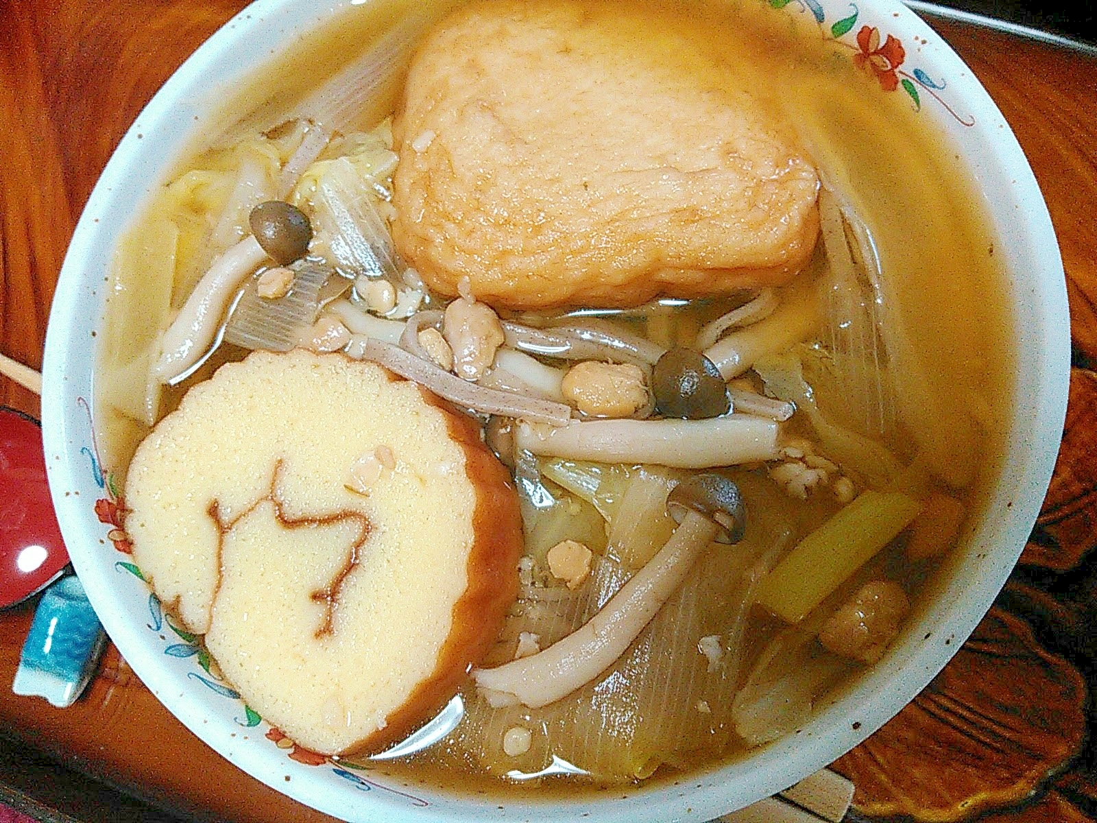 揚げかま伊達巻＆野菜の金山寺蕎麦