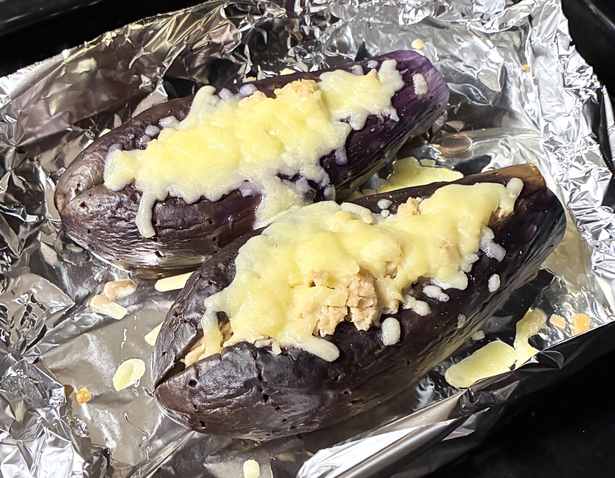 簡単☆ツナとチーズ入り茄子焼き