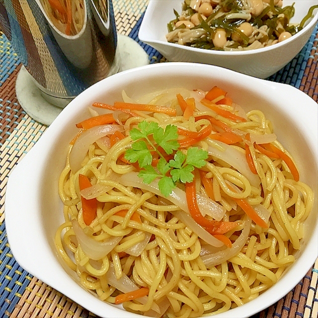 炒飯の素で炒麺をお送りします