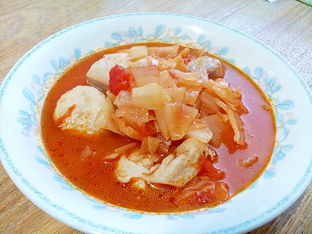 鶏肉とトマトのホットスープ