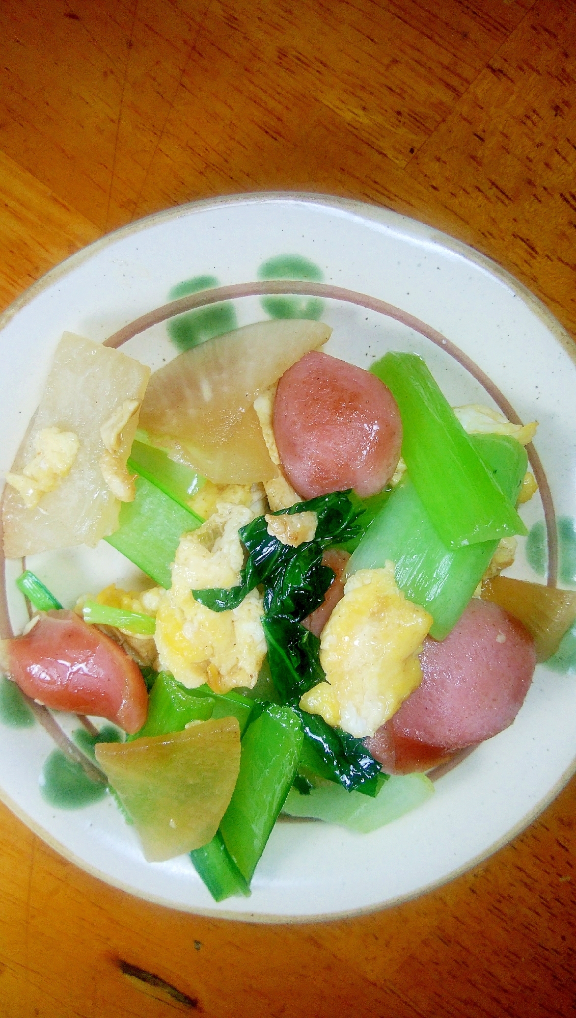 小松菜とウインナーエッグ