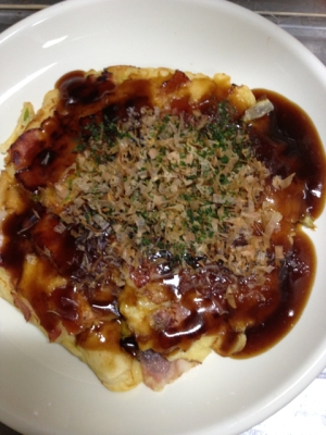 ベーコンとキャベツのお好み焼き