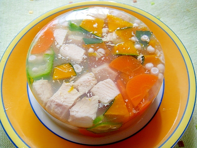 ワンコ用 鶏むね肉と野菜の寒天よせ