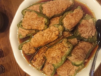 ニラ入り✿肉詰めピーマン焼き