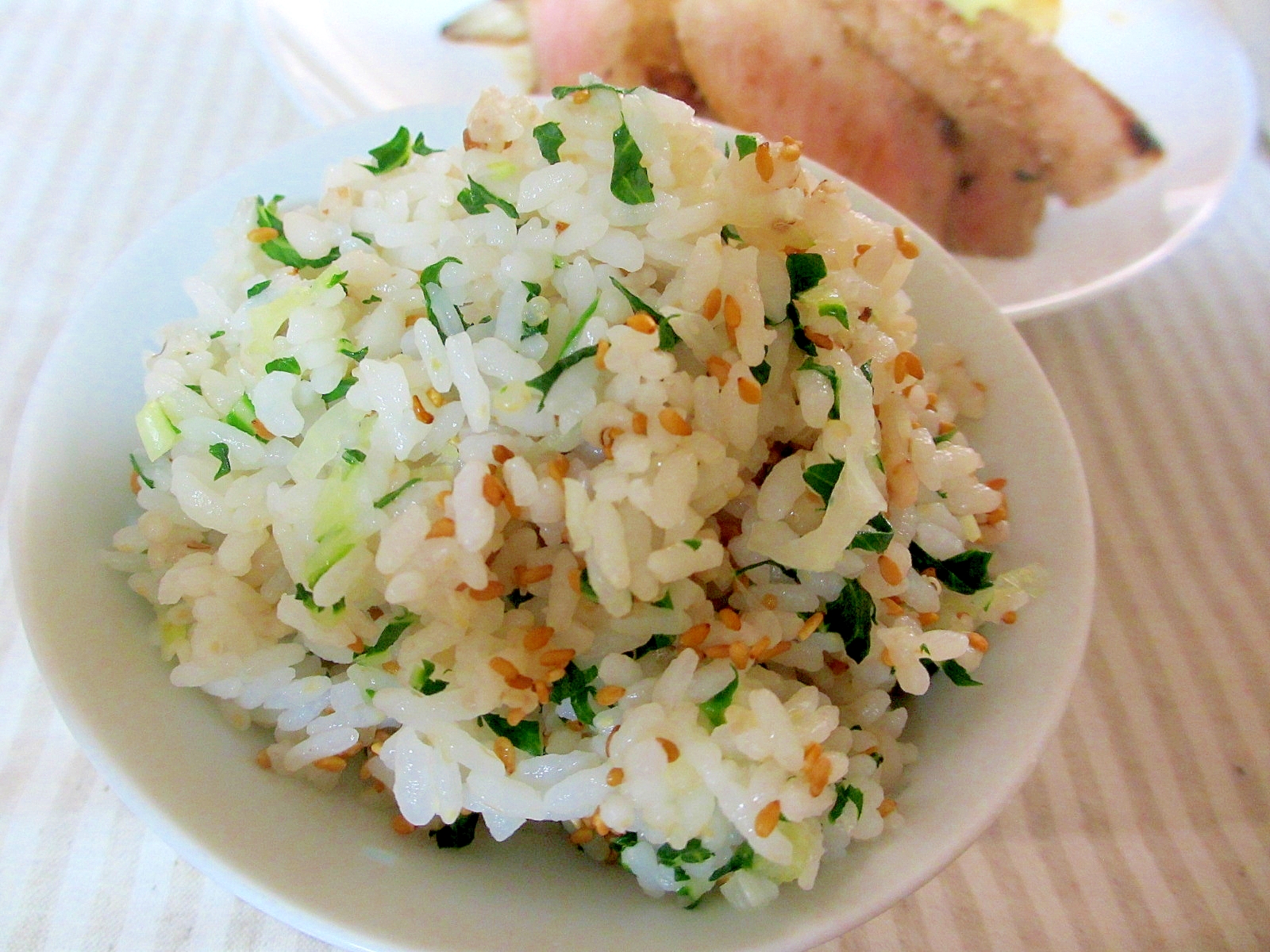 京菜の塩麹梅ゴマご飯