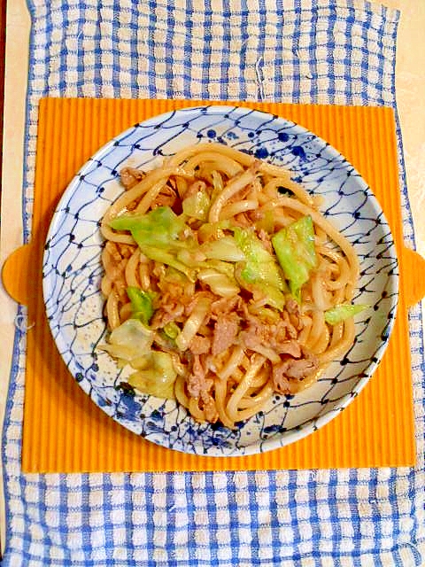 干しエビの焼きうどん♪