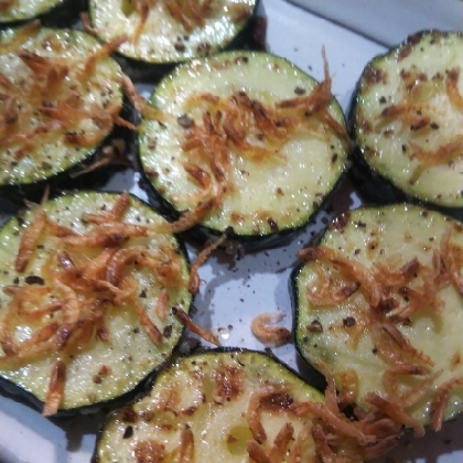 ズッキーニのあみえび焼き